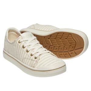 Keen size 8 Elsa IV Low Top Striped Canvas Lace Up Sneaker Natural Birch